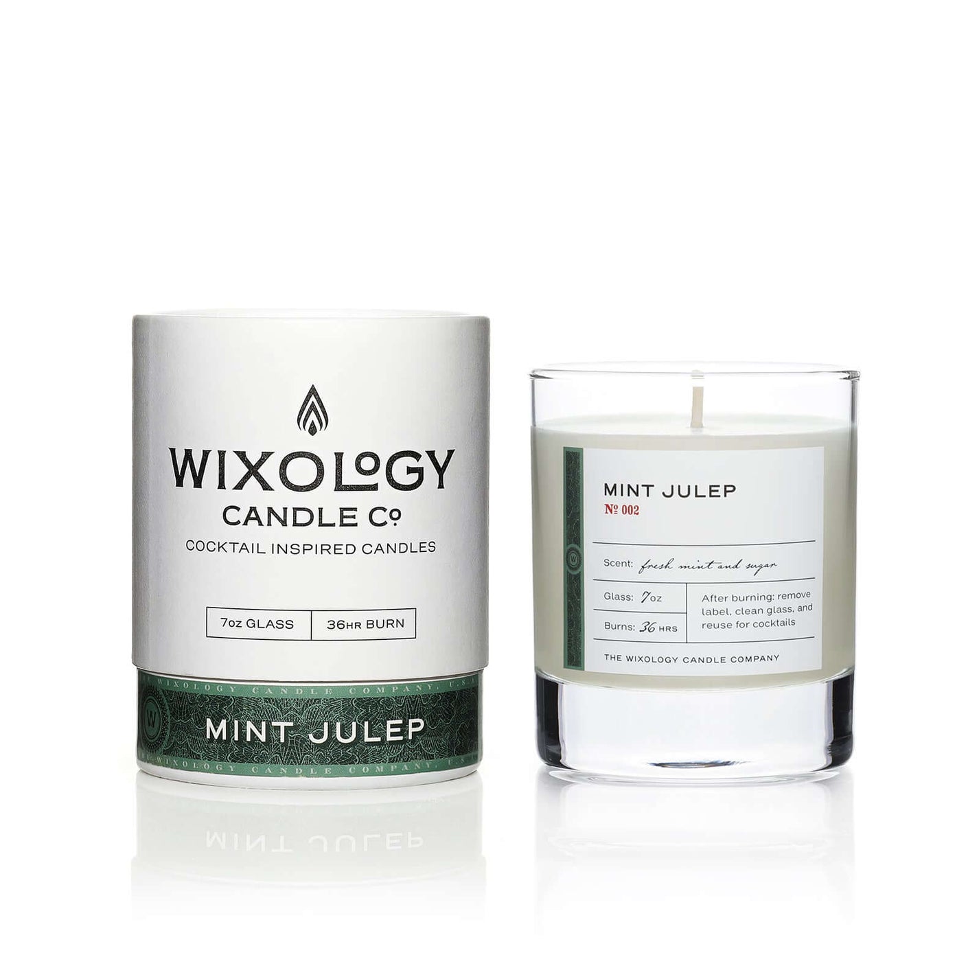 Wixology Candle Company - Mint Julep Cocktail Candle - Reusable 7oz Rocks Glass main image 0